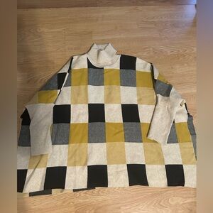 Women’s Checkered Sweater - Black, Gray, Yellow